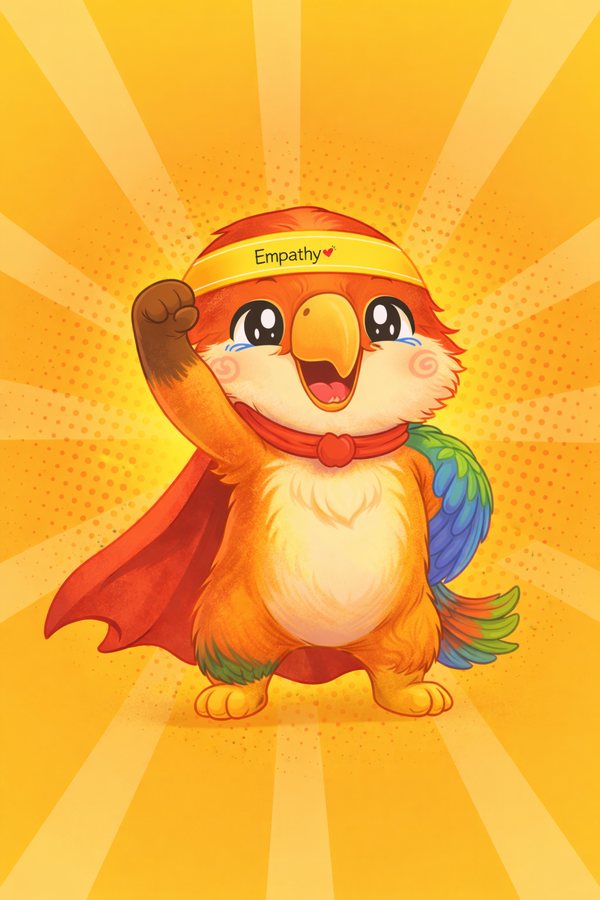 The same feeling card drawn with a different character